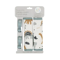 All4Ella - Harness Covers & Pram Pegs Beige Dinosaurs