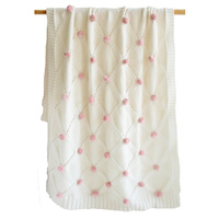 Alimrose- Pom Pom Blanket- Dusty Pink & Ivory