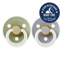 BIBS Colour Night Glow Double Pack - Size One - Sage/ Cloud