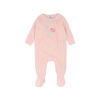Bebe - Fern Velour Embroidered Zip Onesie Pale Pink
