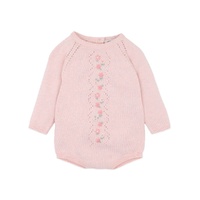 Bebe - Winnie Organic Hand Embroidered Knit Long Sleeve Bodysuit