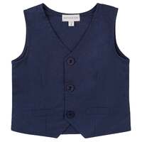 Toby Linen Vest - Navy