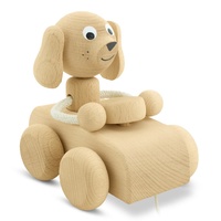 Wooden Pull Along Dog In Car- Cedric
