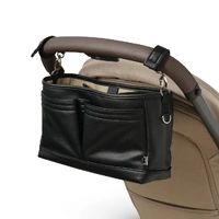 OiOi - Signature Pram Caddy - Black Dimple Vegan Leather