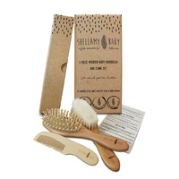 Shellamy Baby - 3 Piece Wooden Baby Hair Brush and Comb Set