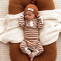 Snuggle Hunny - Biscuit Stripe Organic Growsuit
