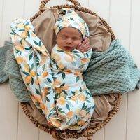 Snuggle Hunny - Citrus Squeeze Organic Jersey Wrap & Beanie Set