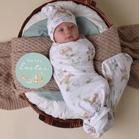 Snuggle Hunny - Easter Bunnies Organic Jersey Wrap & Beanie Set 
