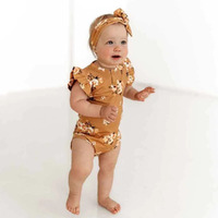 Snuggle Hunny - Golden Flower Short Sleeve Organic Bodysuit