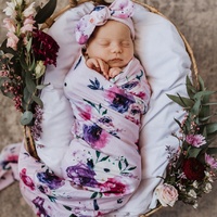 Snuggle Hunny Kids - Floral Kiss Jersey Wrap & Topknot Set