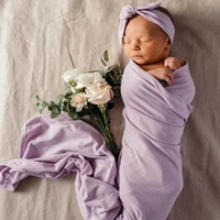 Snuggle Hunny - Lilac Jersey Wrap & Topknot Set