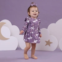 Snuggle Hunny - Midnight Swan Long Sleeve Organic Dress