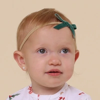 Snuggle Hunny - Pine Velvet Bow Baby Headband