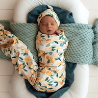 Snuggle Hunny - Sunny Citrus Organic Jersey Wrap & Beanie Set