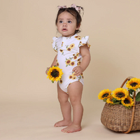 Snuggle Hunny - Sunflower Short Sleeve Organic Bodysuit with Frill