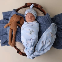 Snuggle Hunny - Taking Flight Organic Jersey Wrap & Beanie Set