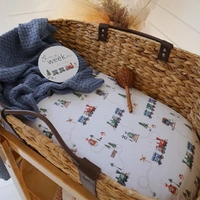 Snuggle Hunny - Trains Organic Fitted Bassinet Sheet