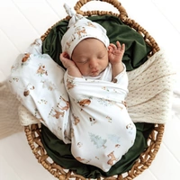 Snuggle Hunny - Woodland Tales Organic Jersey Wrap & Beanie Set