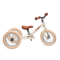 2-in-1 Matte Cream Vintage Trybike with Cream Tyres and Chrome