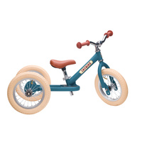 2-In-1 Matte Blue Vintage Trybike with Cream Tyres and Chrome