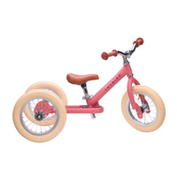 2-In-1 Matte Pink Vintage Trybike with Cream Tyres and Chrome