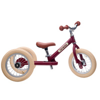 2-in1 Matte Red Vintage Trybike with Cream Tryres and Chrome
