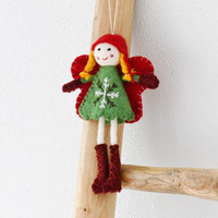 Tara Treasures - Felt Christmas Fairy - Green Dress