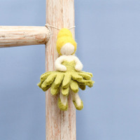 Tara Treasures - Felt Waldorf Pocket Doll - Olive Green Dress