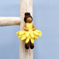 Tara Treasures - Felt Waldorf Pocket Doll - Yellow Dress