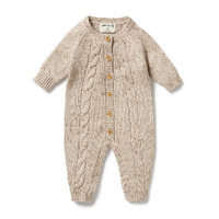 Wilson + Frenchy - Almond Fleck Knitted Cable Growsuit