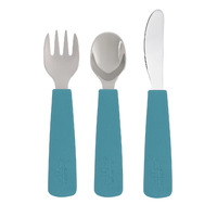 We Might Be Tiny - Toddler Feedie Cutlery Set - Blue Dusk