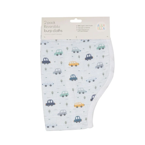 All4Ella - Organic Burp Cloth 2 Pack - Beep Beep