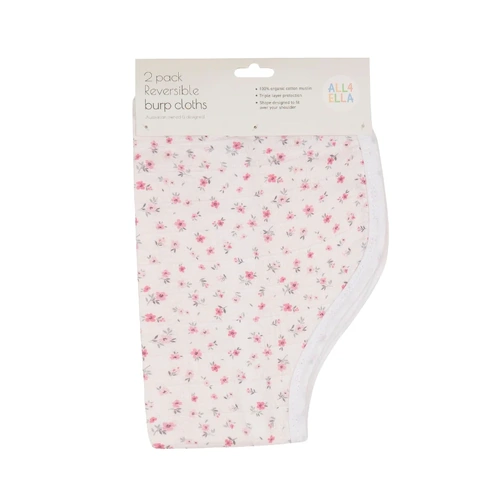 All4Ella - Organic Burp Cloth 2 Pack - Pink Petals