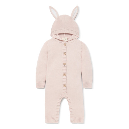 Aster & Oak - Mauve Pink Bunny Knit Romper [Size: 0-3 Months]