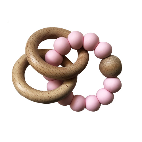 Alimrose - Beechwood Teether Ring Set - Rosewater
