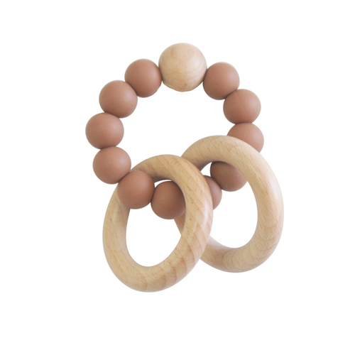 Alimrose - Beechwood Teether Ring Set - Cinnamon
