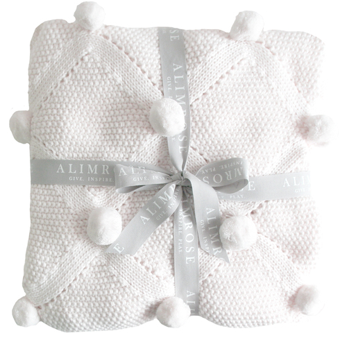 Alimrose - Pom Pom Baby Blanket - Ivory