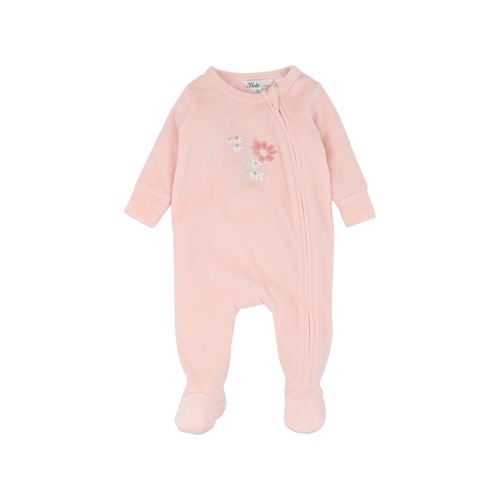 Bebe - Fern Velour Embroidered Zip Onesie Pale Pink [Size: 00000]