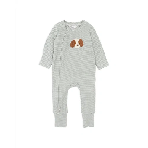 Bebe - Otto Stripe Organic Long Sleeve Zipsuit [Size: 00000]