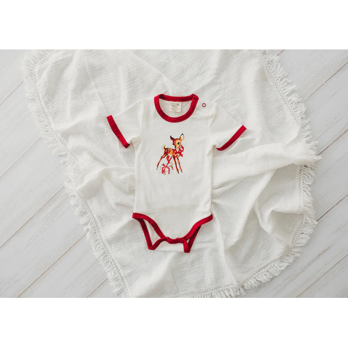 Child of Mine - Scarlet Trim Bodysuit Baby Deer [Size: 3-6 Months]