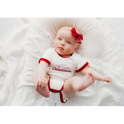 Child of Mine - Scarlet Trim Bodysuit "My First Christmas" [Size: 0-3 Months]