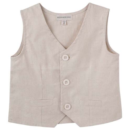 Toby Linen Vest - Sand [Size: 00]