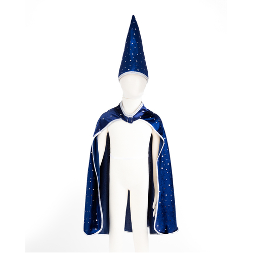 Great Pretenders - Blue & Silver Sparkle Wizard Cape & Hat Size 4-6