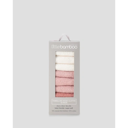 Little Bamboo Towelling Washers 10 Pack - Dusty Rose