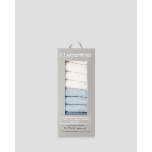 Little Bamboo Baby Towelling Washers 10 Pack - Retro Blue