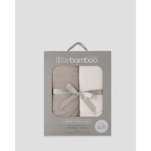 Little Bamboo Baby Hooded Towel 2 Pack - Stone Grey