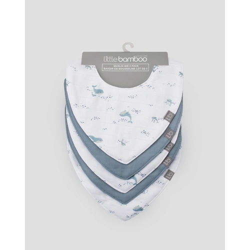 Little Bamboo Muslin Bibs 5 Pack - Retro Blue