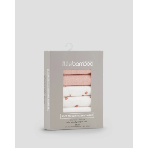 Little Bamboo Muslin Washers 6 Pack - Dusty Rose