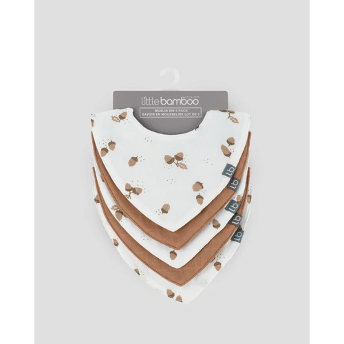 Little Bamboo Muslin Bibs 5 Pack - Iced Coffee