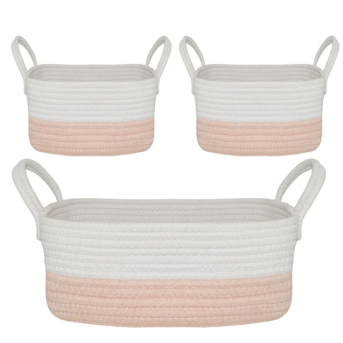 3 Piece Storage Set - Blush/ White